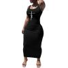 imagePINSV Womens Sexy Bodycon Tank Dress Basic Sleeveless Long Maxi Dresses Party Club Beach SundressesBblack