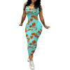 imagePINSV Womens Sexy Bodycon Tank Dress Basic Sleeveless Long Maxi Dresses Party Club Beach SundressesCblue Orange Flower