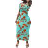 imagePINSV Womens Sexy Bodycon Tank Dress Basic Sleeveless Long Maxi Dresses Party Club Beach SundressesCblue Orange Flower