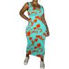 imagePINSV Womens Sexy Bodycon Tank Dress Basic Sleeveless Long Maxi Dresses Party Club Beach SundressesCblue Orange Flower