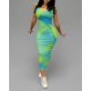 imagePINSV Womens Sexy Bodycon Tank Dress Basic Sleeveless Long Maxi Dresses Party Club Beach SundressesCgreen Tie Dye