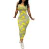 imagePINSV Womens Sexy Bodycon Tank Dress Basic Sleeveless Long Maxi Dresses Party Club Beach SundressesCgrey Yellow Flower