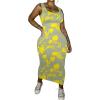 imagePINSV Womens Sexy Bodycon Tank Dress Basic Sleeveless Long Maxi Dresses Party Club Beach SundressesCgrey Yellow Flower