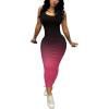 imagePINSV Womens Sexy Bodycon Tank Dress Basic Sleeveless Long Maxi Dresses Party Club Beach SundressesDblack Rose Gradient