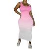 imagePINSV Womens Sexy Bodycon Tank Dress Basic Sleeveless Long Maxi Dresses Party Club Beach SundressesDpink Gradient
