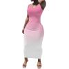imagePINSV Womens Sexy Bodycon Tank Dress Basic Sleeveless Long Maxi Dresses Party Club Beach SundressesDpink Gradient