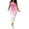 imagePINSV Womens Sexy Bodycon Tank Dress Basic Sleeveless Long Maxi Dresses Party Club Beach SundressesDpink Gradient
