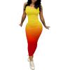 imagePINSV Womens Sexy Bodycon Tank Dress Basic Sleeveless Long Maxi Dresses Party Club Beach SundressesYellow Red Gradient