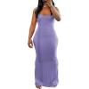imagePINSV Womens Summer Casual Slip Dresses Spaghetti Strap Bodycon Maxi DressPurple