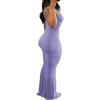 imagePINSV Womens Summer Casual Slip Dresses Spaghetti Strap Bodycon Maxi DressPurple