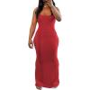 imagePINSV Womens Summer Casual Slip Dresses Spaghetti Strap Bodycon Maxi DressRed