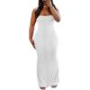 imagePINSV Womens Summer Casual Slip Dresses Spaghetti Strap Bodycon Maxi DressWhite