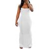imagePINSV Womens Summer Casual Slip Dresses Spaghetti Strap Bodycon Maxi DressWhite