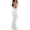 imagePINSV Womens Summer Casual Slip Dresses Spaghetti Strap Bodycon Maxi DressWhite