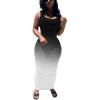 imagePINSV Womens Sexy Bodycon Tank Dress Basic Sleeveless Long Maxi Dresses Party Club Beach Sundresses Black White Gradient L 6605