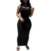 imagePINSV Womens Sexy Bodycon Tank Dress Basic Sleeveless Long Maxi Dresses Party Club Beach SundressesAblack