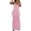imagePINSV Womens Summer Casual Slip Dresses Spaghetti Strap Bodycon Maxi DressPink