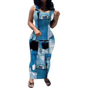 imagePINSV Womens Sexy Bodycon Tank Dress Basic Sleeveless Long Maxi Dresses Party Club Beach SundressesCdenim Print
