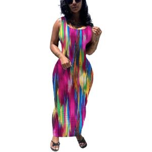 imagePINSV Womens Sexy Bodycon Tank Dress Basic Sleeveless Long Maxi Dresses Party Club Beach SundressesCstripe Print