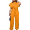 imagePINSV Lounge Sets For Women Casual 2 Piece Outfits Baggy Short Sleeve Top And Flare Pants TracksuitsOrange