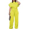 imagePINSV Lounge Sets For Women Casual 2 Piece Outfits Baggy Short Sleeve Top And Flare Pants TracksuitsYellow