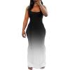 imagePINSV Women Summer Long Dress Casual Slip Sexy Sleeveless Bodycon Maxi Dresses for WomenBlack Gradient