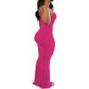 imagePINSV Women Summer Long Dress Casual Slip Sexy Sleeveless Bodycon Maxi Dresses for WomenRose Red