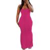 imagePINSV Women Summer Long Dress Casual Slip Sexy Sleeveless Bodycon Maxi Dresses for WomenRose Red
