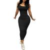 imagePINSV Womens Bodycon Long Slip Dress Spaghetti Strap Summer Maxi Dress Modern Casual SundressBlack