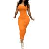 imagePINSV Womens Bodycon Long Slip Dress Spaghetti Strap Summer Maxi Dress Modern Casual SundressOrange