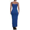 imagePINSV Womens Bodycon Long Slip Dress Spaghetti Strap Summer Maxi Dress Modern Casual SundressRoyal Blue