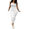 imagePINSV Womens Bodycon Long Slip Dress Spaghetti Strap Summer Maxi Dress Modern Casual SundressWhite