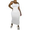 imagePINSV Womens Bodycon Long Slip Dress Spaghetti Strap Summer Maxi Dress Modern Casual SundressWhite