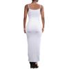 imagePINSV Womens Bodycon Long Slip Dress Spaghetti Strap Summer Maxi Dress Modern Casual SundressWhite