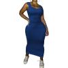 imagePINSV Womens Scoop Neck Bodycon Maxi Dress Stretchy Sleeveless Summer Tank Dress Sexy Party Club Beach SundressBlue