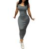 imagePINSV Womens Scoop Neck Bodycon Maxi Dress Stretchy Sleeveless Summer Tank Dress Sexy Party Club Beach SundressGray