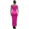 imagePINSV Womens Scoop Neck Bodycon Maxi Dress Stretchy Sleeveless Summer Tank Dress Sexy Party Club Beach SundressRose Red
