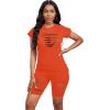 imagePINSV Women 2 Piece Outfits Summer Sweatsuits Biker Short Workout Jogger SetsDeep Orange