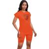 imagePINSV Women 2 Piece Outfits Summer Sweatsuits Biker Short Workout Jogger SetsDeep Orange