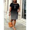 imagePINSV Women Plus Size Summer T Shirt Dresses Short Sleeve Casual Tunic Dress with PocketsBlack Gradient