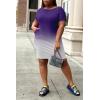 imagePINSV Women Plus Size Summer T Shirt Dresses Short Sleeve Casual Tunic Dress with PocketsPurple Gradient