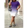imagePINSV Women Plus Size Summer T Shirt Dresses Short Sleeve Casual Tunic Dress with PocketsPurple Gradient