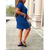 imagePINSV Women Plus Size Summer T Shirt Dresses Short Sleeve Casual Tunic Dress with PocketsSolid Blue