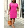 imagePINSV Women Plus Size Summer T Shirt Dresses Short Sleeve Casual Tunic Dress with PocketsSolid Rose Red