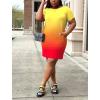 imagePINSV Women Plus Size Summer T Shirt Dresses Short Sleeve Casual Tunic Dress with PocketsYellow Gradient