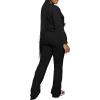 imagePINSV Womens 2 Piece Outfits Casual Sets Long Sleeve Top and Flare Pants Lounge Sets Tracksuit Black XXL