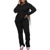imagePINSV Womens 2 Piece Outfits Casual Sets Long Sleeve Top and Flare Pants Lounge Sets Tracksuit Black XXL