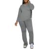 imagePINSV Womens 2 Piece Outfits Casual Sets Long Sleeve Top and Flare Pants Lounge Sets Tracksuit Grey XXL