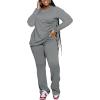 imagePINSV Womens 2 Piece Outfits Casual Sets Long Sleeve Top and Flare Pants Lounge Sets Tracksuit Grey XXL