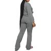 imagePINSV Womens 2 Piece Outfits Casual Sets Long Sleeve Top and Flare Pants Lounge Sets Tracksuit Grey XXL